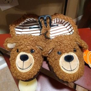 Wonder Nation- NWT Boys Sherpa Brown Bear Slippers- Size 11/12